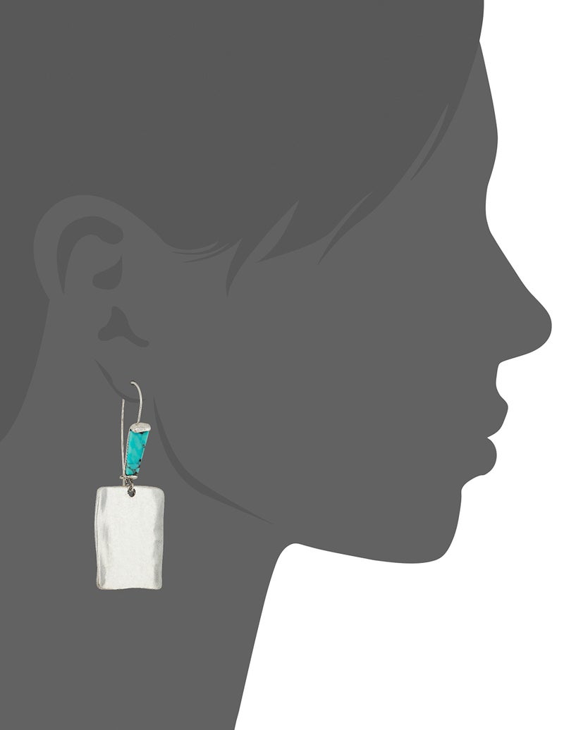 Robert Lee Morris Soho Womens Square Turquoise Stone Dangle Earrings, Turquoise/Silver 5 - Image 2